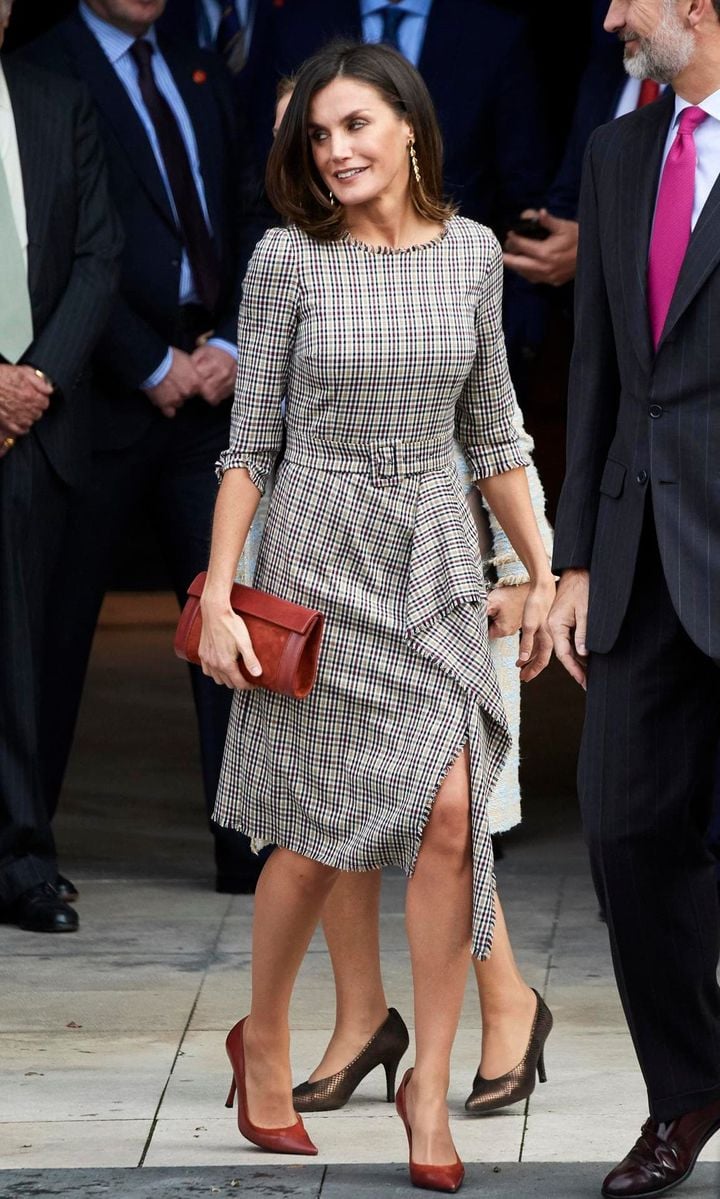 The Spanish royal wore the fall ready design back in 2018 with a matching checked belt