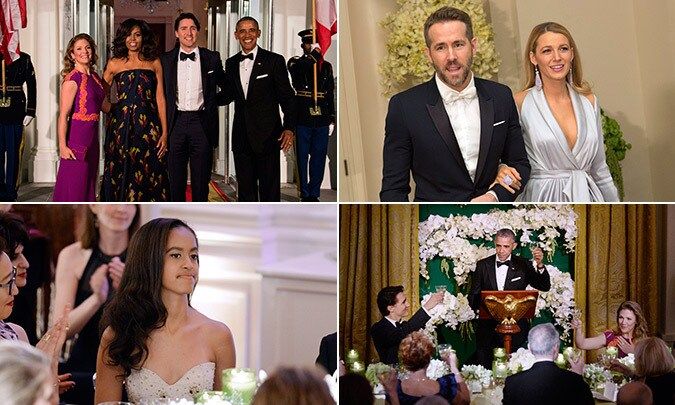 On Thursday evening the Obamas welcomed Canadian Prime Minister Justin Trudeau and his wife Sophie to the White House for a lavish state dinner. The guests of honor were joined at the event by Canadian film star Ryan Reynolds and his wife Blake Lively.
<br>The evening was also special for the First family as it was the first state dinner attended by both of Barack's daughters Malia and Sasha.
<br>Click through our gallery to see all the best pictures from the evening.
<br />Photos: Getty Images