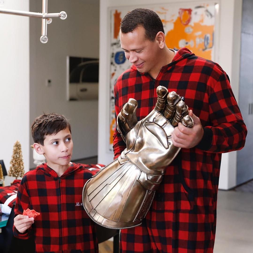 Alex Rodriguez with JLo and Marc Anthony's son, Max Muñiz