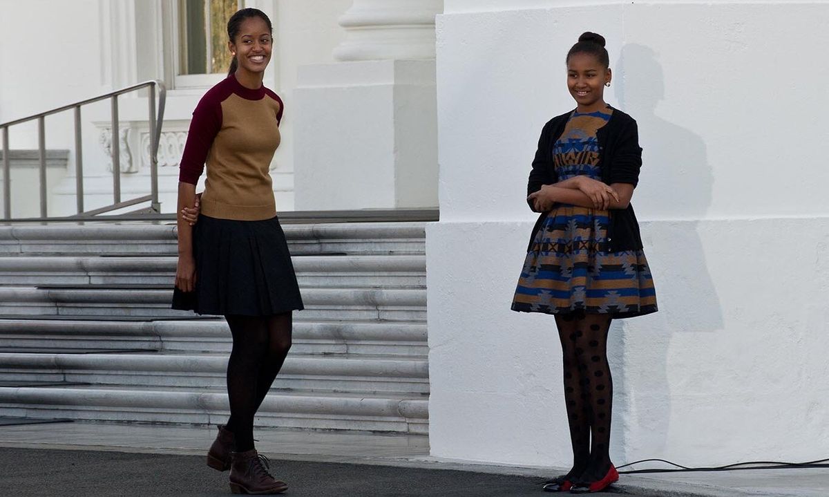 November 2012: Sasha and Malia showed off stylish fall looks.
<br>
Photo: Getty Images