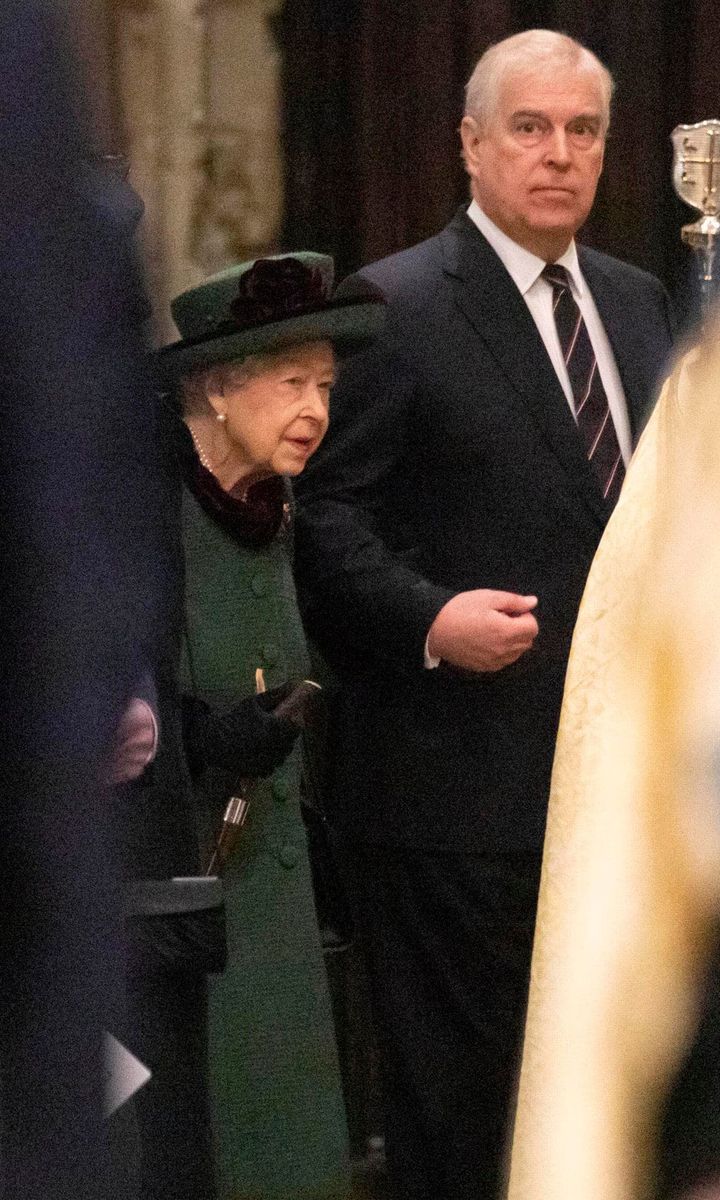 Her Majesty was accompanied by her son Prince Andrew.