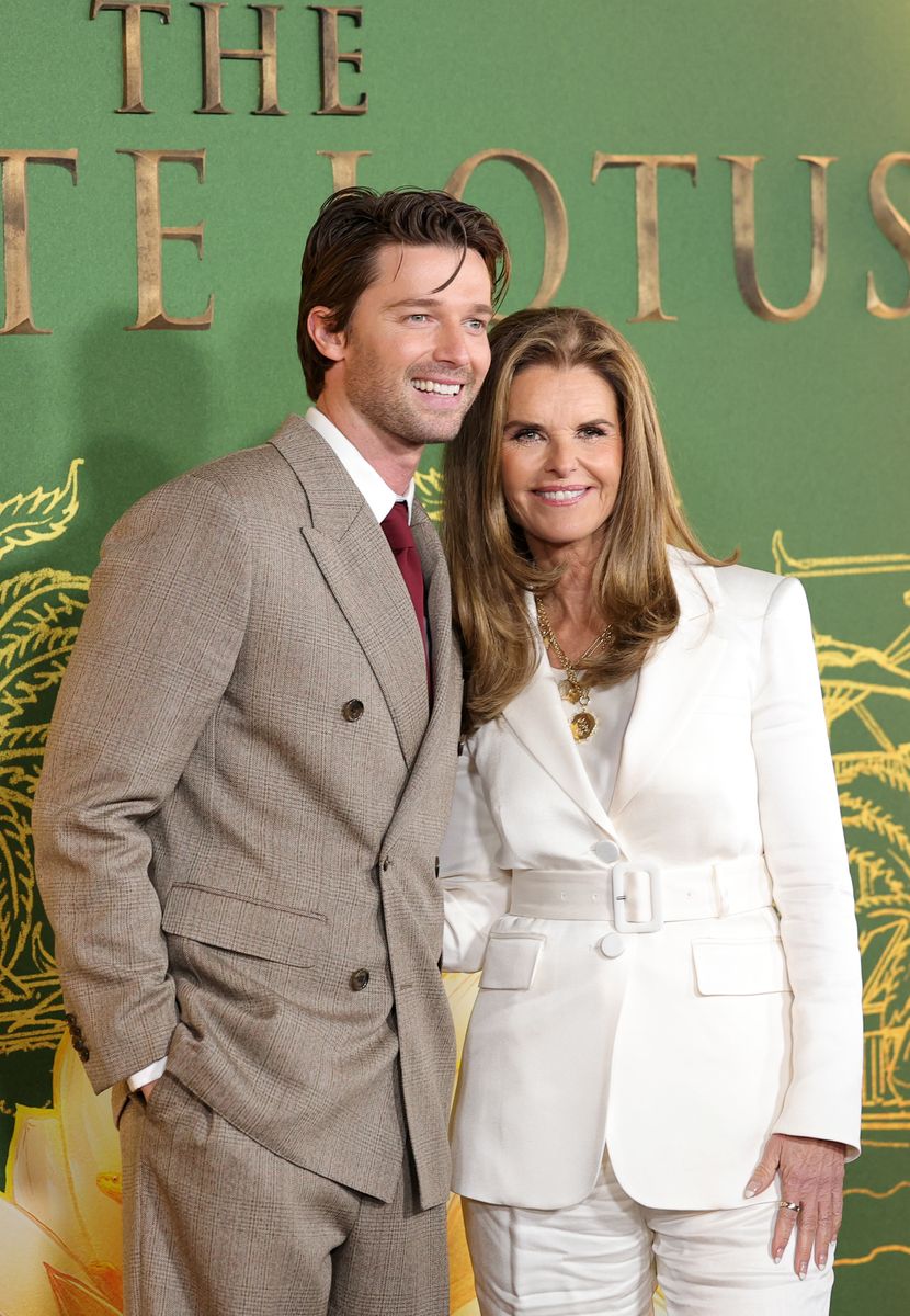 Patrick Schwarzenegger and Maria Shriver arrive at the Los Angeles Premiere Of HBO Original Series "The White Lotus" Season 3 