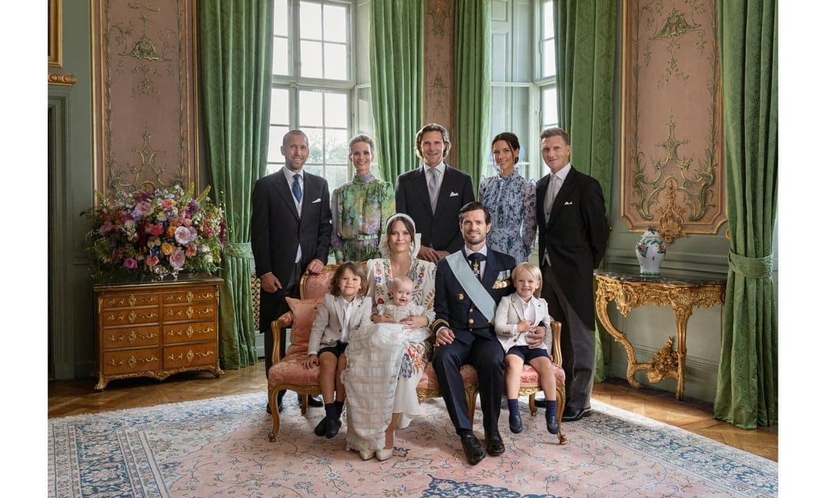 The Prince Couple chose five godparents for Prince Julian. From the left: Jacob Hogfeldt, Sofia's Project Playground cofounder Frida Vesterberg, Carl Philip's first cousin Patrick Sommerlath, Stina Andersson and Johan Andersson.