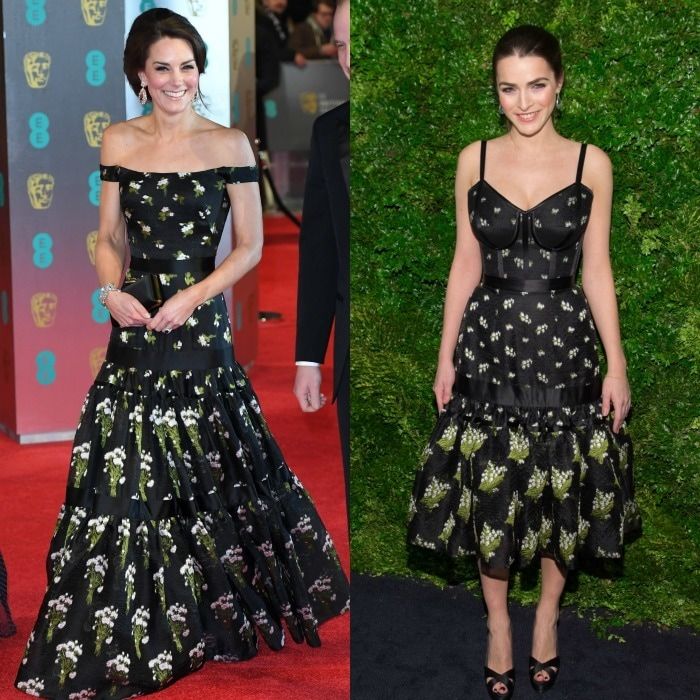 <b>Kate Middleton and Bee Shaffer</B>
Here's a dress that has both the 'Vogue' and the royal seal of approval! At the 2017 BAFTAs, the Duchess of Cambridge wore a full-length, off the shoulder version of an Alexander McQueen gown that Anna Wintour's daughter, Bee Shaffer, had donned in 2015. The daughter of American Vogue's editor-in-chief opted for dress with spaghetti straps at the Museum of Modern Art Film Benefit in New York City.
Photos: Getty Images