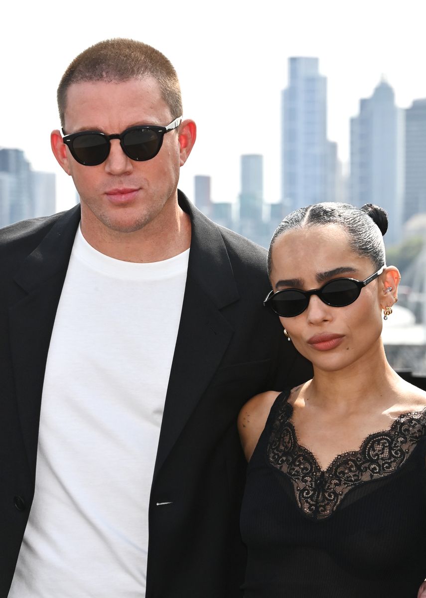 Channing Tatum and Zoe Kravitz attend the "Blink Twice" photocall at IET London