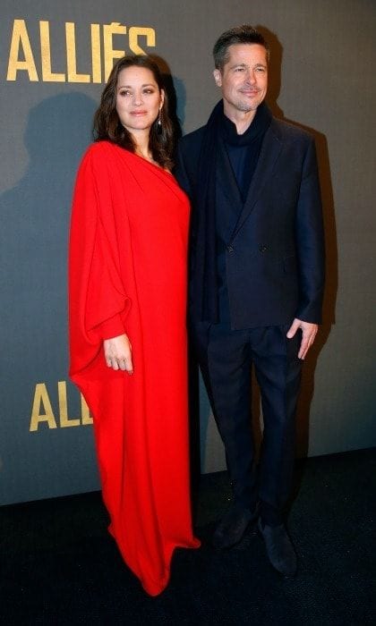 November 20: Brad Pitt and Marion Cotillard dressed to impress during the premiere of <i>Allied</i> in Paris. Marion showed off her growing bump in a crimson dress by Dior.
Photo: Bertrand Rindoff Petroff/Getty Images