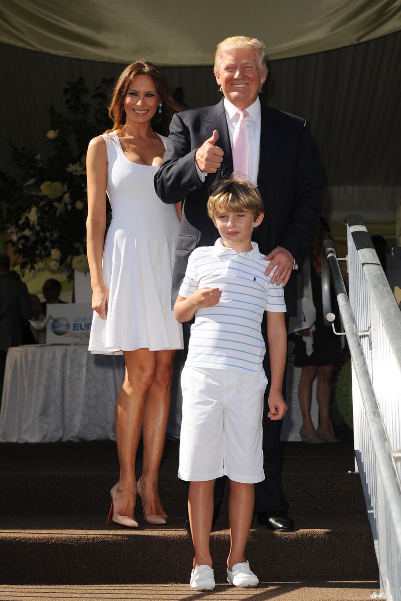 Donald Trump, Melania Trump and son Barron Trump attend Trump Invitational Grand Prix at Mar-a-Lago on January 6, 2013 