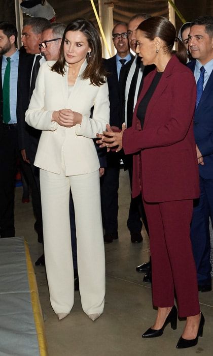 Queen Letizia white pantsuit