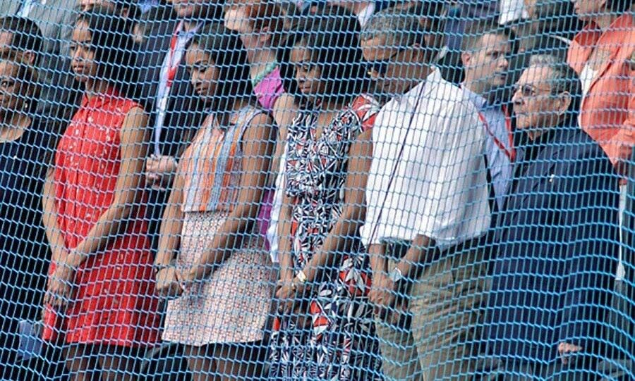 March 2016: Play ball! Sasha and Malia showed off their laid back style while watching the Tampa Bay Rays take on the Cuban National team during their trip to Cuba.
<br>
Photo: Getty Images