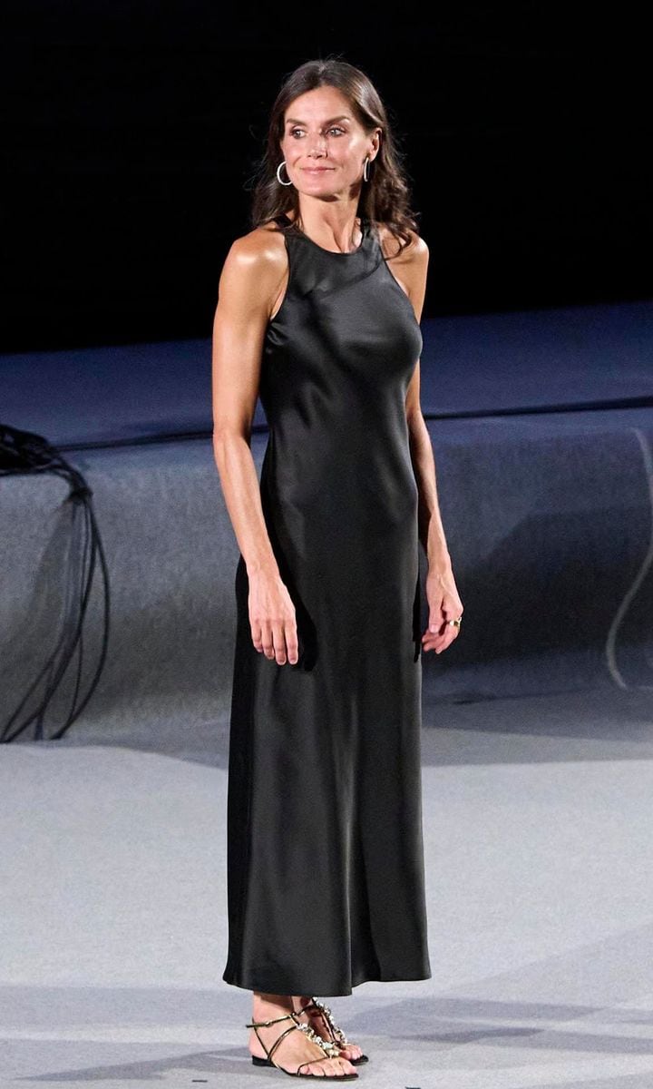 Queen Letizia wore a stylish black dress to the film festival on July 31