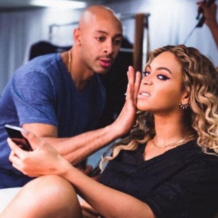 Beyonce in a makeup session with Sir John