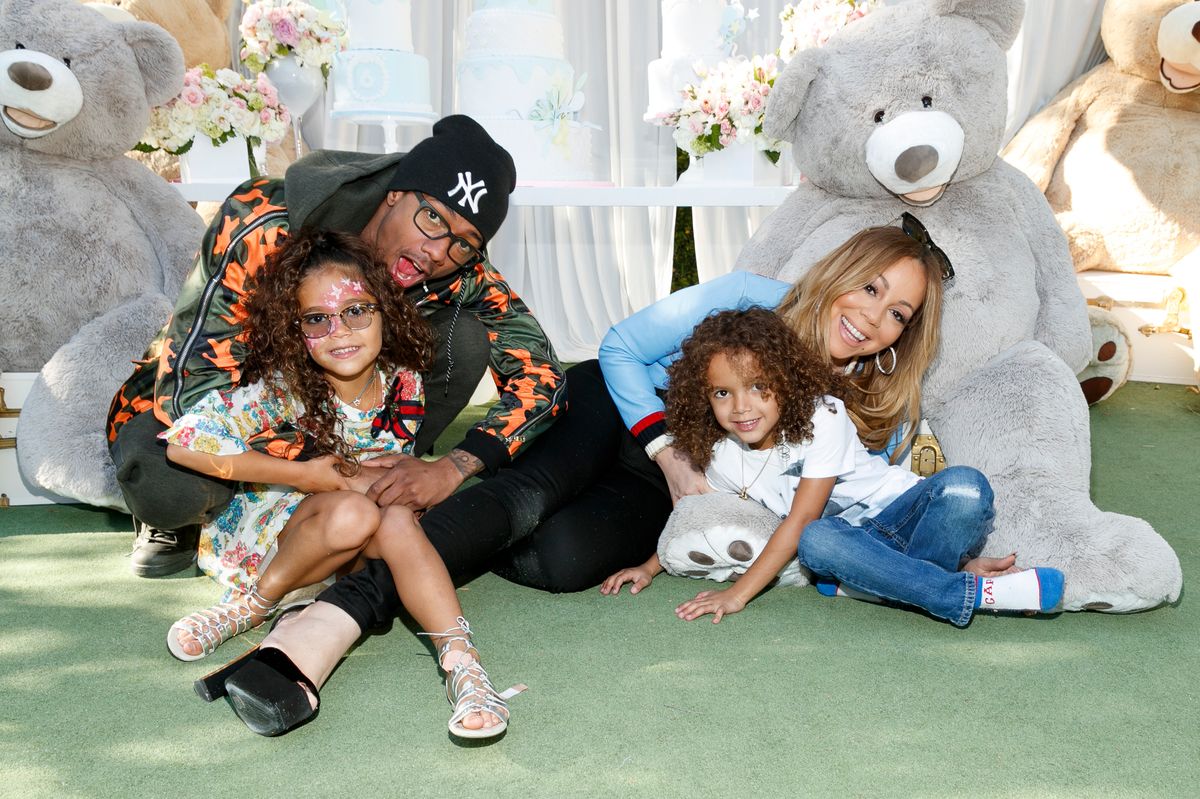 LOS ANGELES, CA - MAY 13: (L-R) Monroe Cannon, Nick Cannon, Moroccan Scott Canon and Mariah Carey attend the Moroccan Scott Cannon and Monroe Cannon Party on Mary 13 in Los Angeles, California. (Photo by Rich Polk/FilmMagic)