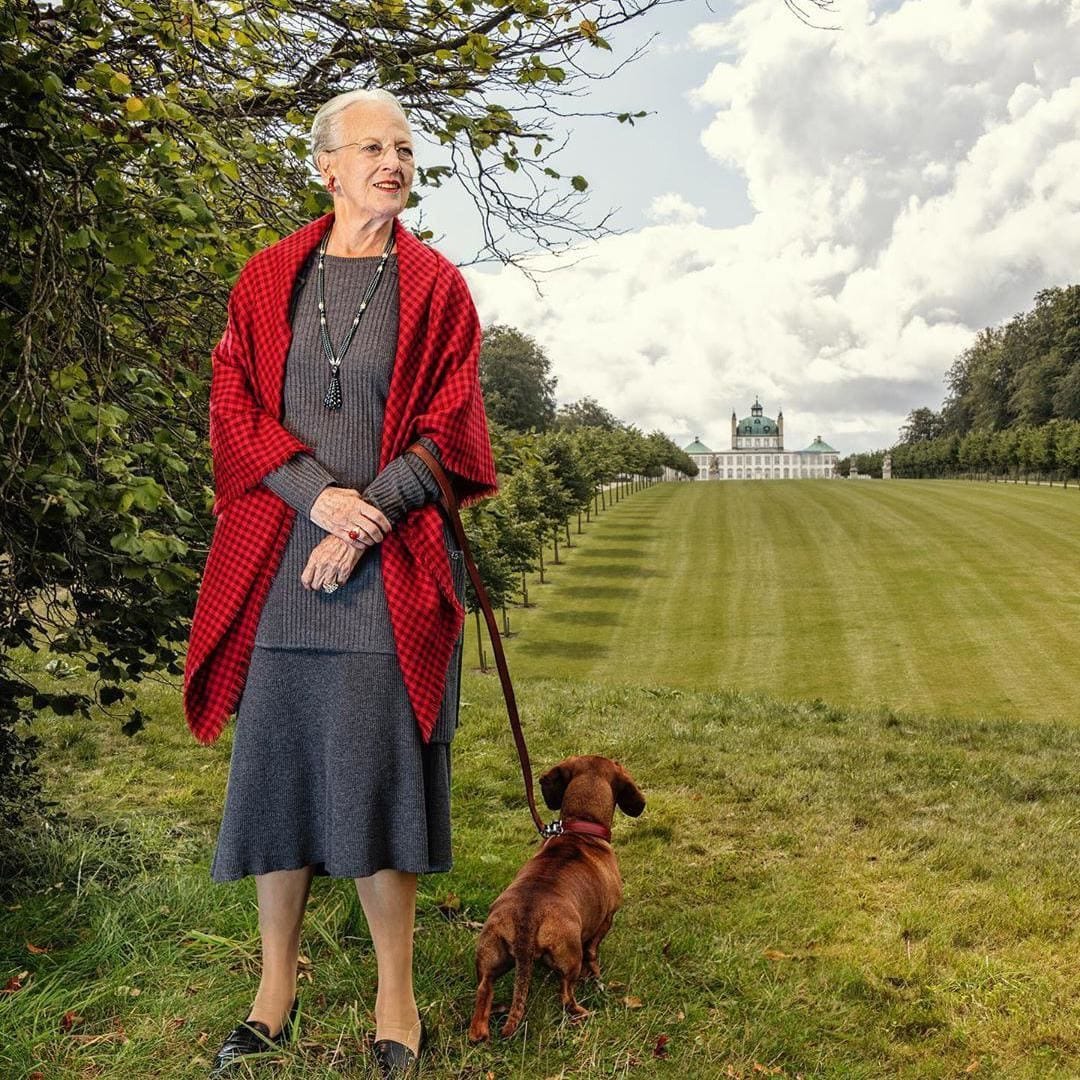 Queen Margrethe of Denmark and her dog