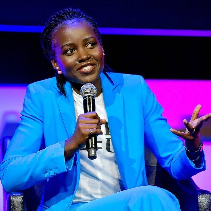 Lupita Nyong'o was among the stars to support the Time's Up movement on the last day of the 2018 Tribeca Film Festival at Spring Studios on April 28 in NYC. The <i>Black Panther</i> actress repped a bright baby blue open suit, showcasing a Time's Up tee.
Photo: Roy Rochlin/Getty Images for Tribeca Film Festival