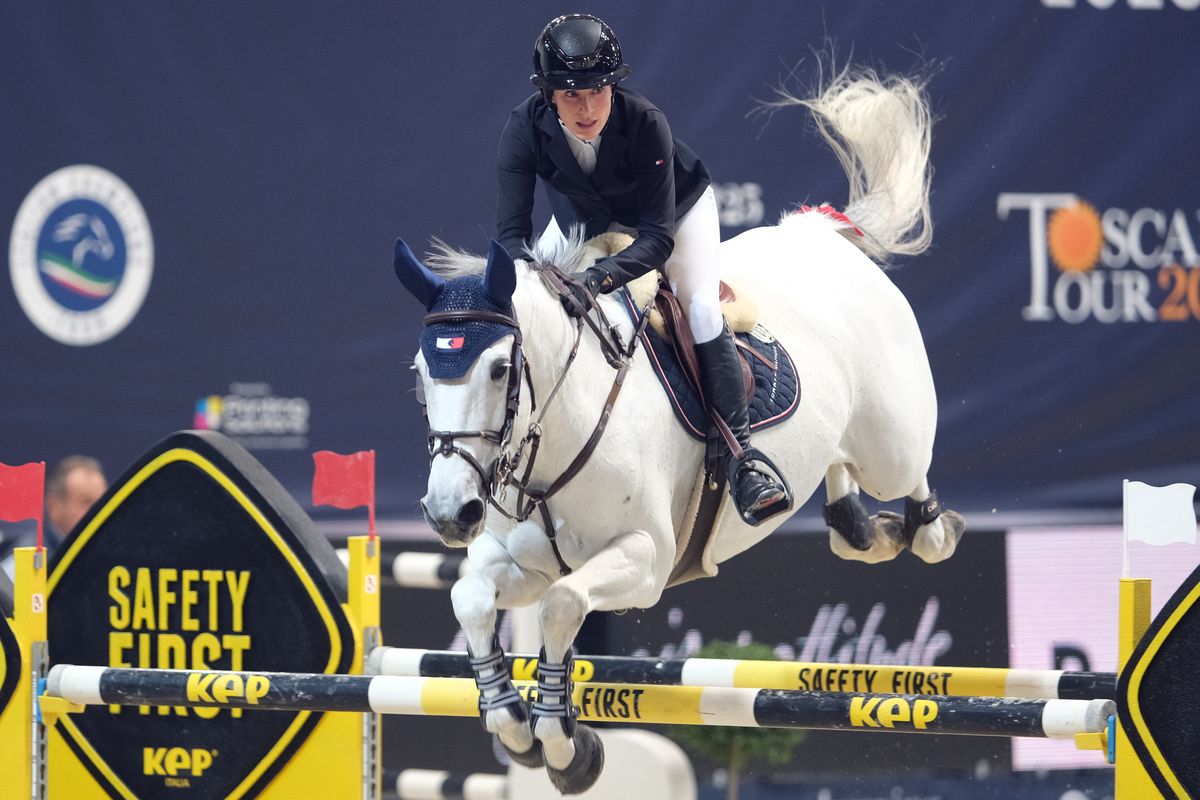 Jessica Springsteen (USA) riding Naomi van het Keizershof in action during the CSI5* - International Competition N5 presented by Crivelli - Verona Jumping at 125th Fieracavalli on November 11, 2023, Verona, Italy. 