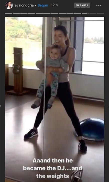Eva Longoria exercising with her baby