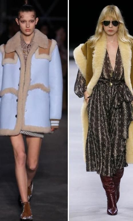 Shearling coat at Burberry, Celine