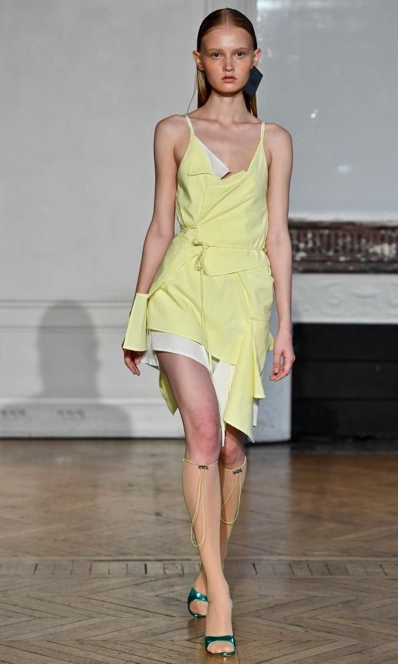 Yellow dress at the Afterhomework Ready to Wear Spring/Summer show