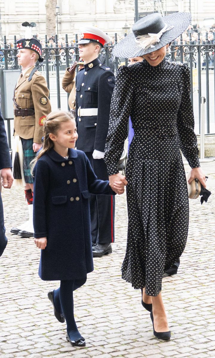 Princess Charlotte and her mother, the Duchess of Cambridge, exchanged sweet looks as they arrived at the service.