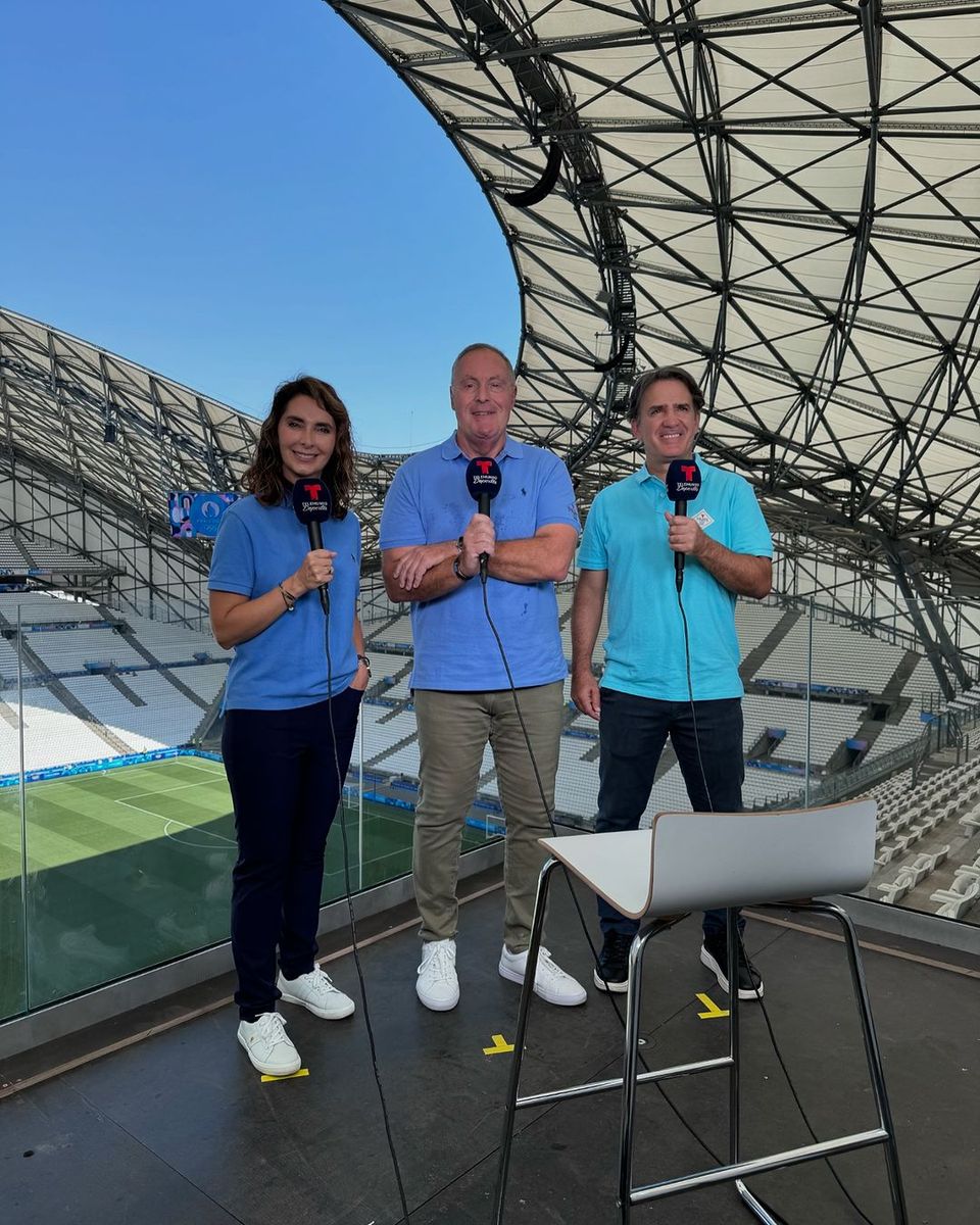 Andrés Cantor, Manuel Sol and Natalia Astrain during the Paris 2024 Olympics