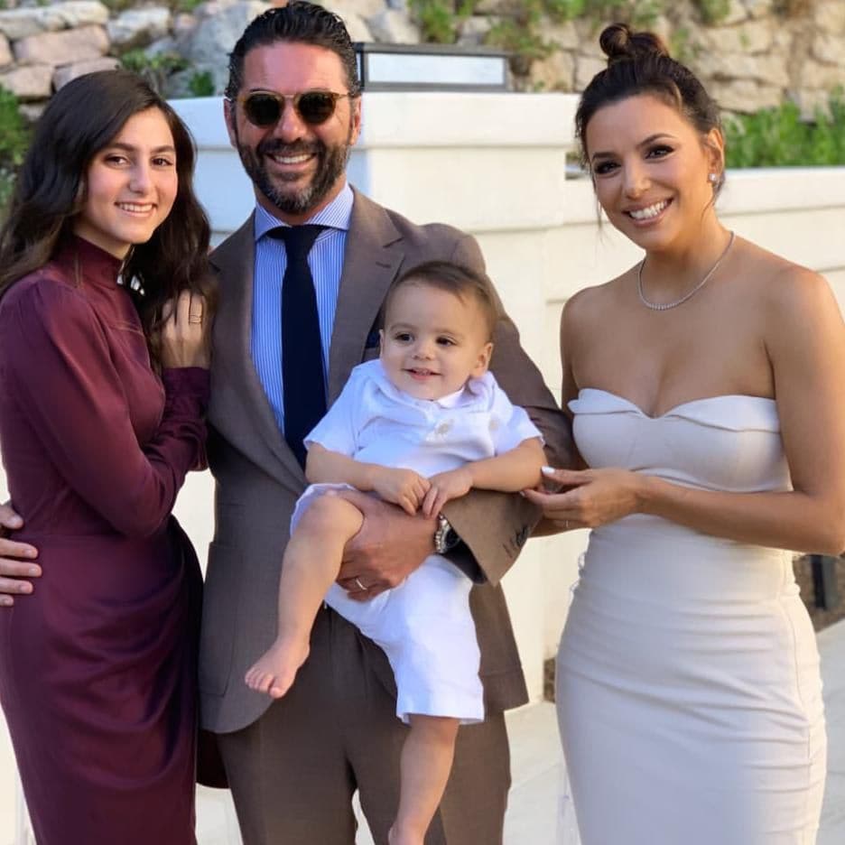 Eva Longoria at a friend's wedding with husband Jose "Pepe" Baston and their son Santiago Enrique and big sister Mariana