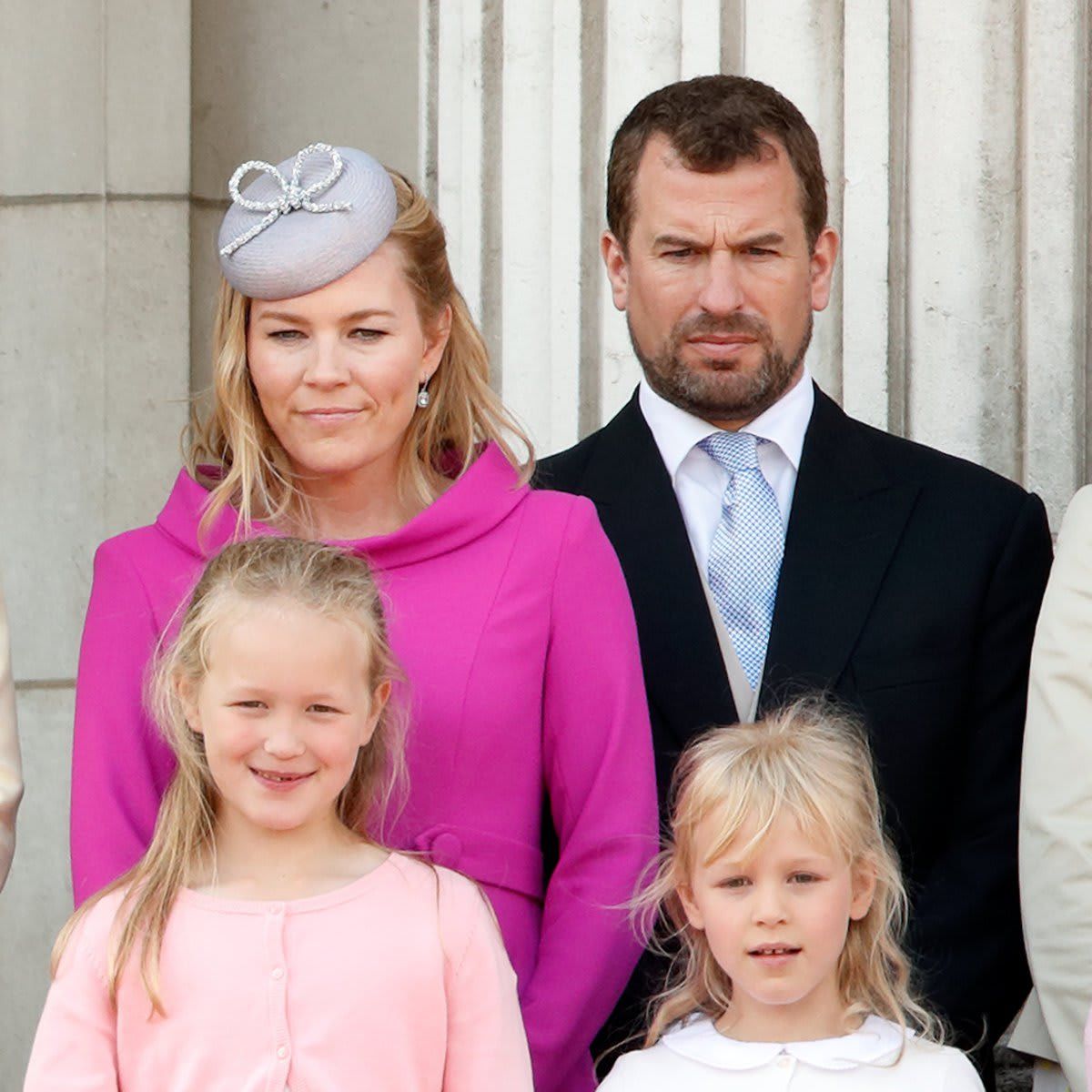 Peter Phillips and Autumn Phillips with their two daughters, Savannah and Isla