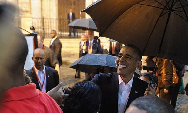 President Obama shook hands with some of the people who were their to greet him.
<br>
Photo: Getty Images