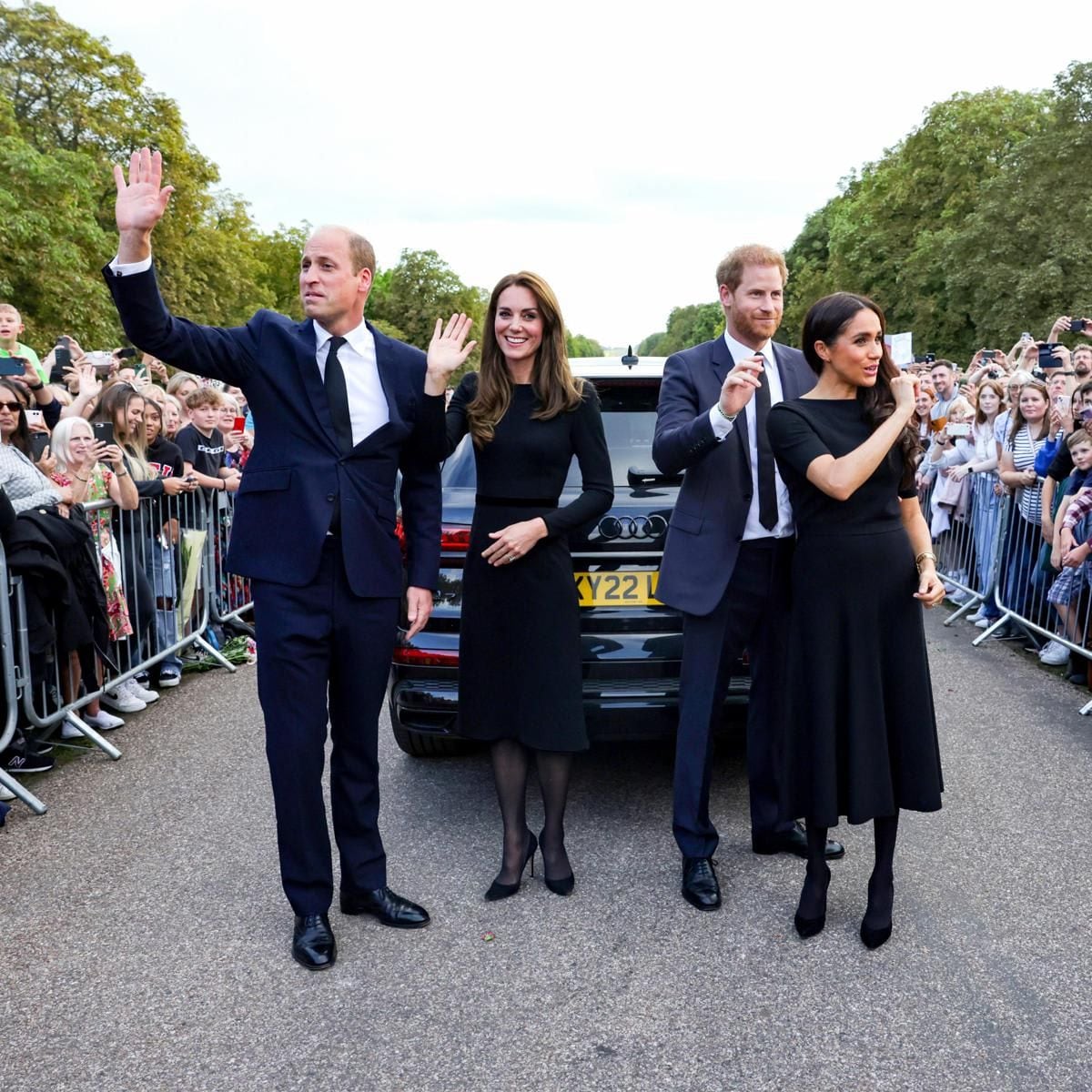 The Waleses and Sussexes waved goodbye prior to leaving together.