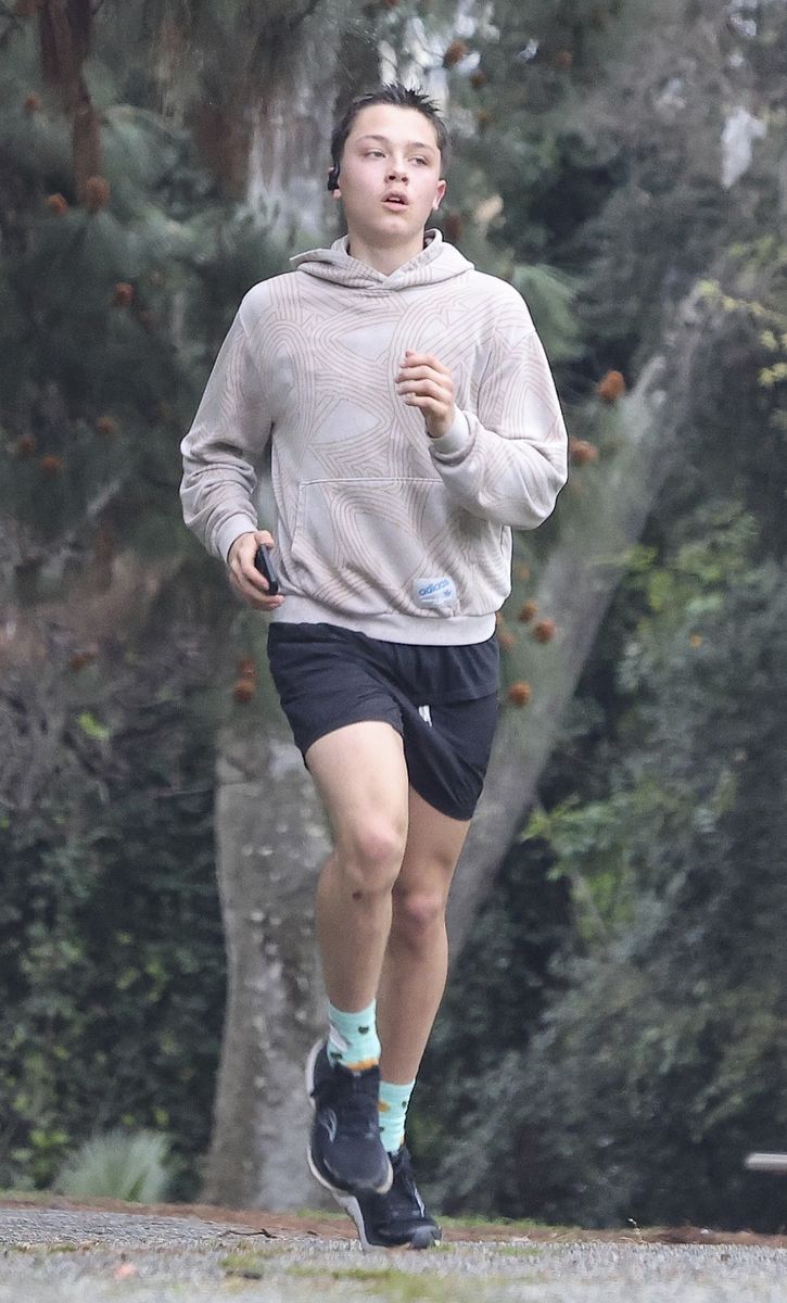 Knox Jolie-Pitt shows off his fitness routine during energetic run in Los Angeles