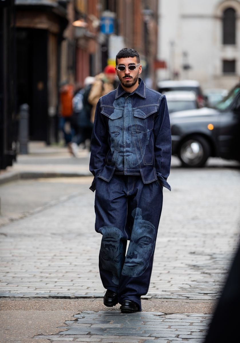 Indigo Blue denim on denim look