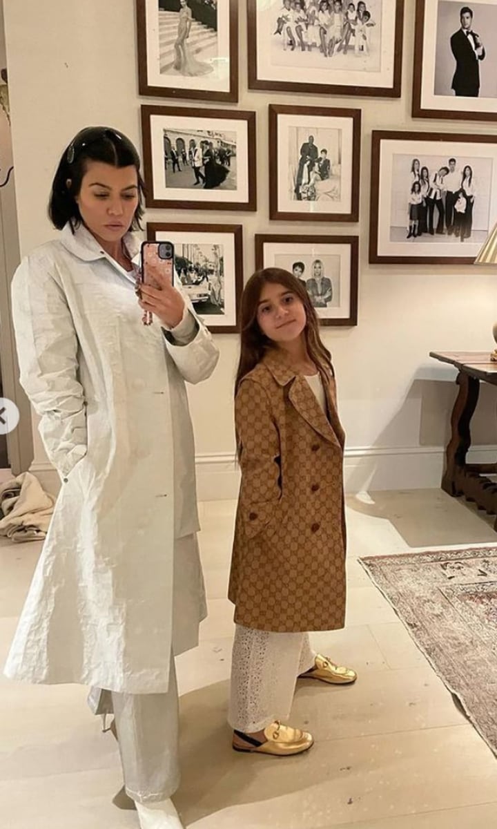 Penelope Disick and Kourtney Kardashian with matching coats