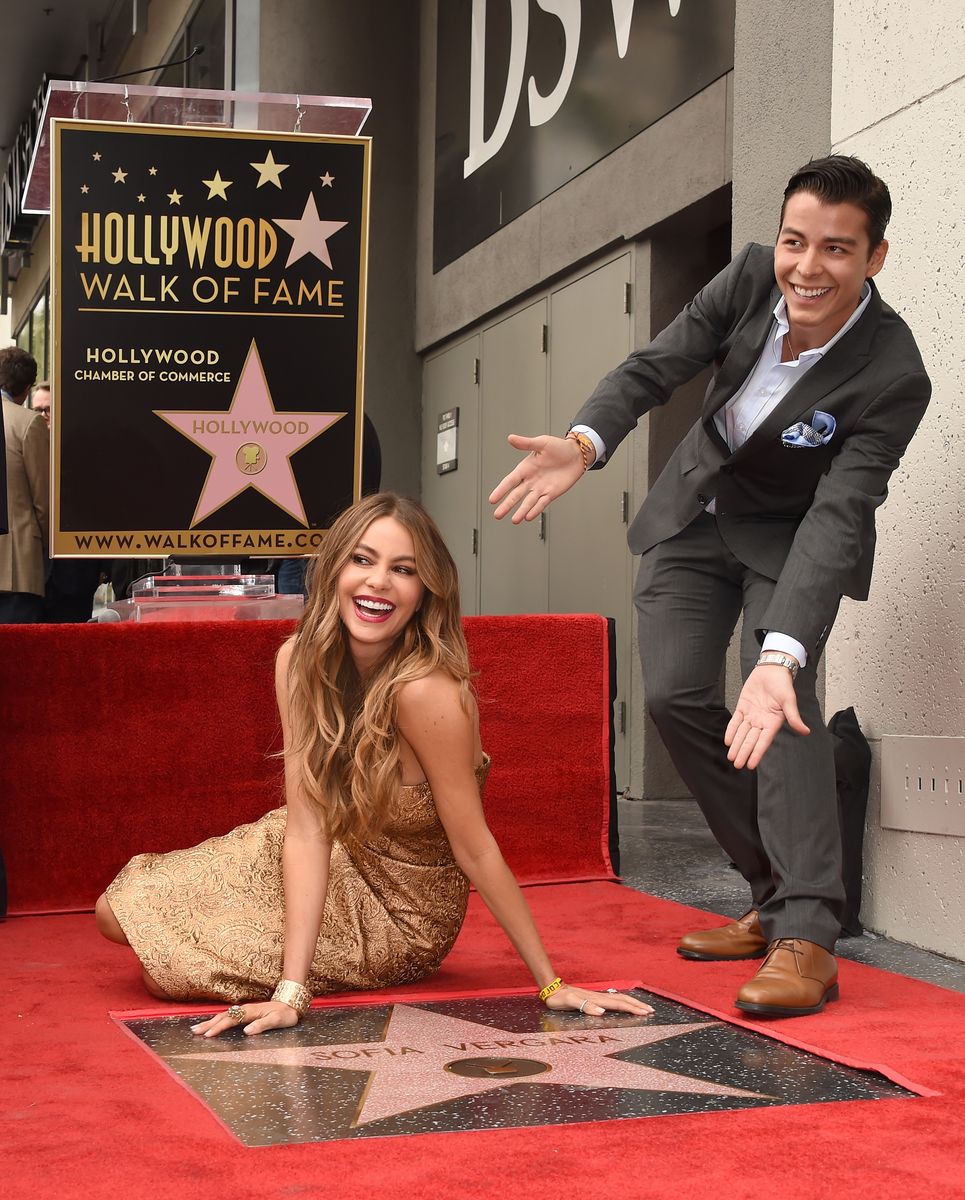 Sofia Vergara poses with her son Manolo Gonzalez Vergara as she is honored on The Hollywood Walk Of Fame