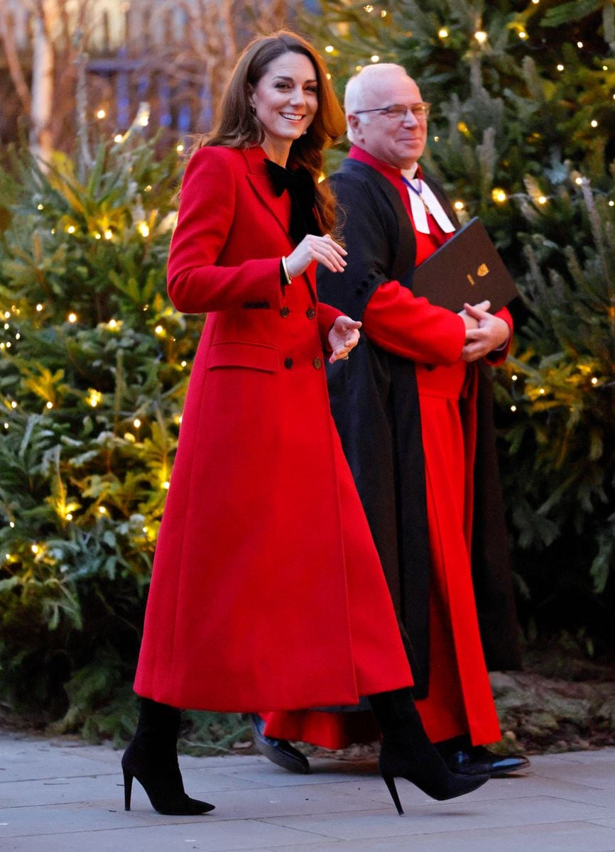 LONDON, UNITED KINGDOM - DECEMBER 06: (EMBARGOED FOR PUBLICATION IN UK NEWSPAPERS UNTIL 24 HOURS AFTER CREATE DATE AND TIME) Catherine, Princess of Wales, accompanied by The Very Reverend Dr David Hoyle, Dean of Westminster, attends the 'Together At Christmas' Carol Service at Westminster Abbey on December 6, 2024 in London, England. Spearheaded by The Princess of Wales, and supported by The Royal Foundation, the theme for this years' 'Together At Christmas' service is the importance of love and empathy, and how much we need each other, especially during the most difficult times of our lives. The service also highlights remarkable individuals from across the UK who have demonstrated extraordinary kindness, empathy, and support within their communities. (Photo by Max Mumby/Indigo/Getty Images)