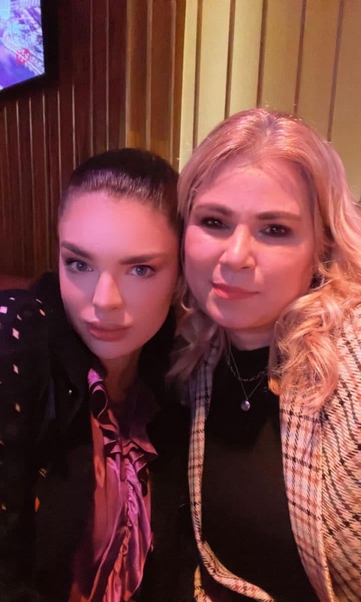 Nadia Ferreira with her mom at karaoke night