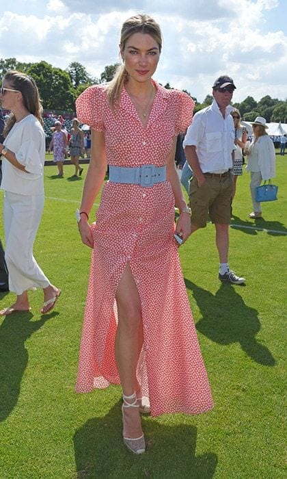 June 18: Jessica Hart donned espadrilles and a pretty shirt dress by Rosie Assoulin for the Cartier Queen's Cup Polo final at Guards Polo Club in Egham, England.
Photo: David M Benett/Dave Benett/Getty Images