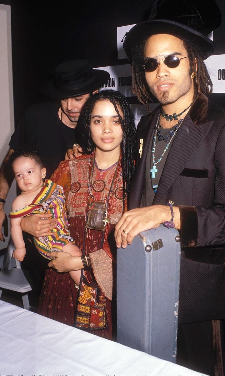 Lenny Kravitz with wife Lisa Bonet and daughter Zoe at a press conference in Lincoln Center, NYC 1989