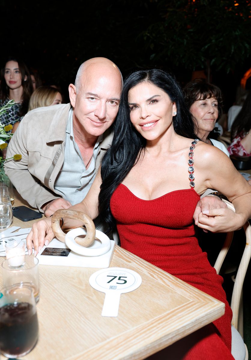 Jeff Bezos and honoree Lauren Sanchez attend the TIAH 5th Anniversary Soiree at Private Residence on August 26, 2023 in Los Angeles