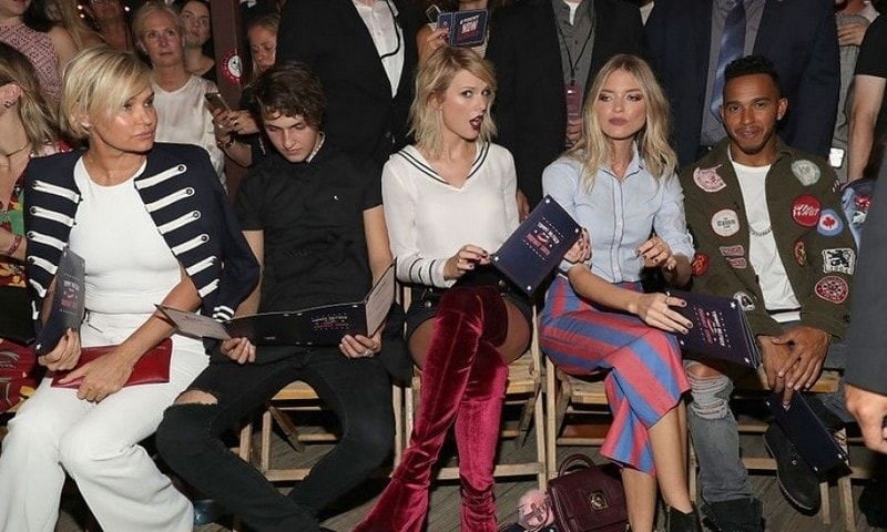 Taylor Swift, Martha Hunt, Lewis Hamilton, Yolanda and Anwar Hadid couldn't contain their excitement for the Tommy x Gigi collection.
Photo: Neilson Barnard/Getty Images for Tommy Hilfiger