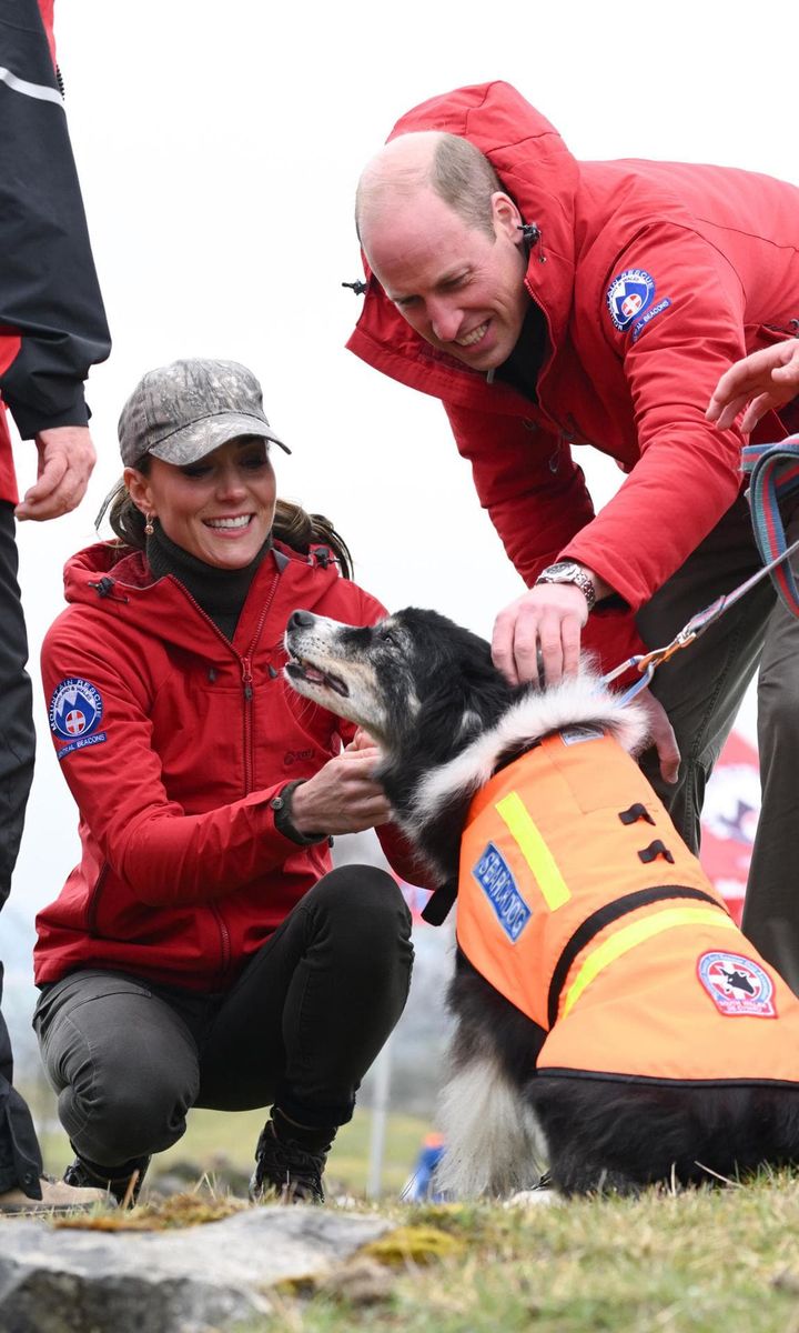 The Prince and Princess met one of the Central Beacons Mountain Rescue Team's search dogs.