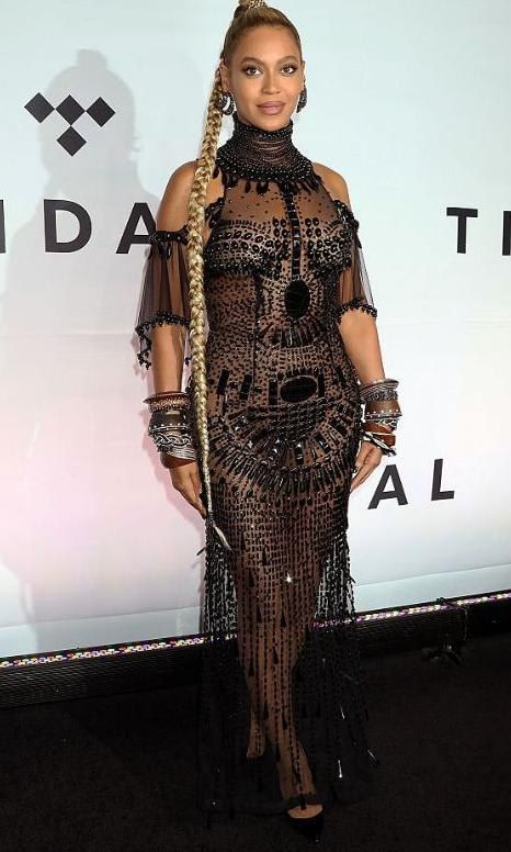 Beyonce in a black Guillermo Mariotto dress