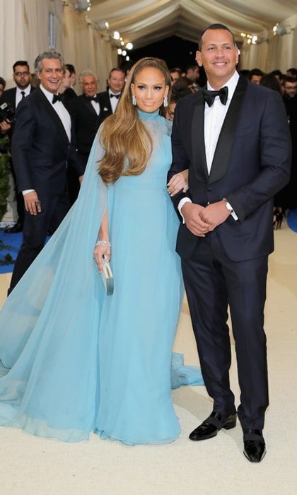 Jennifer Lopez in Valentino with Alex Rodriguez
Photo: Neilson Barnard/Getty Images