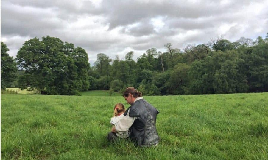 During a trip to London, India Rose got to visit her father on the set of <i>The Hunstman: Winter's War</i>. Documenting their reunion, Elsa uploaded this sweet picture of their daughter sitting on Chris' lap.
<br>
Photo: Instagram/@elsapatakyconfidential