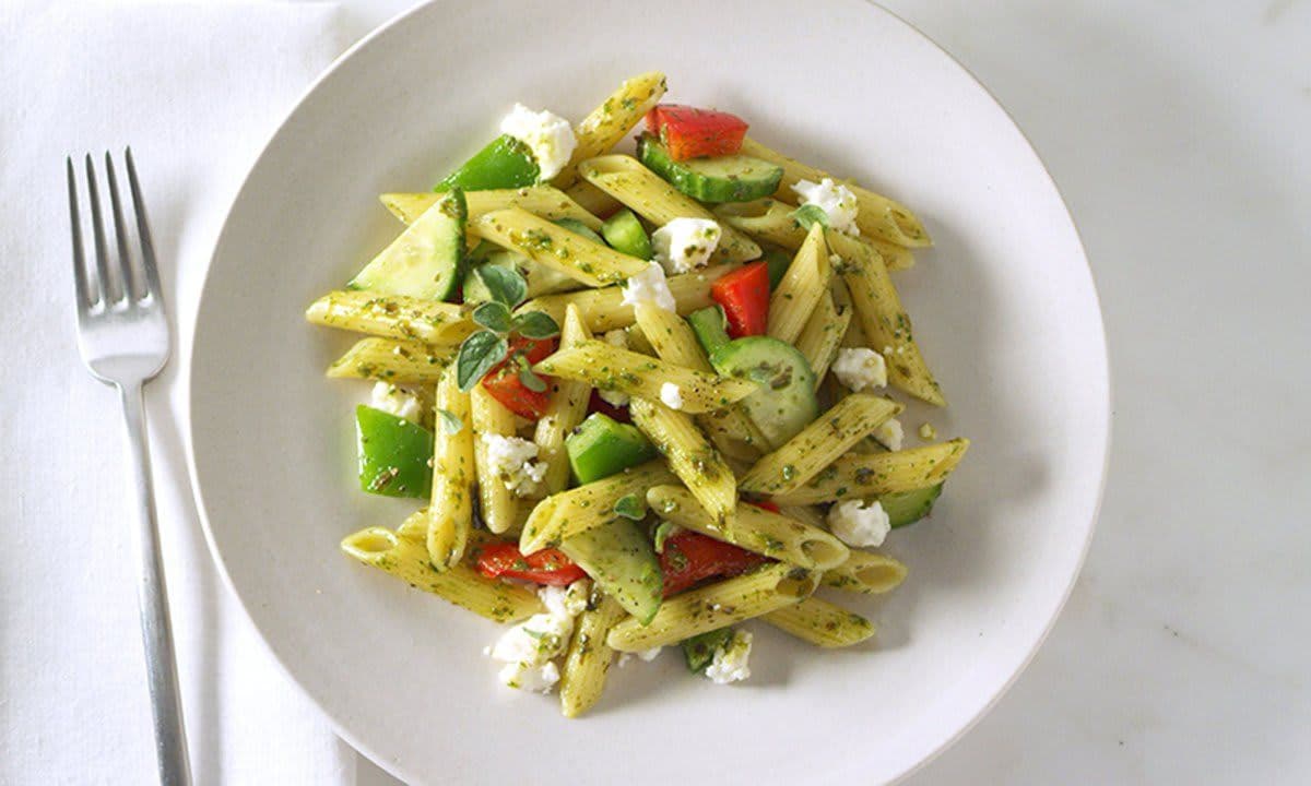 Pesto Mediterranean Penne Pasta Salad