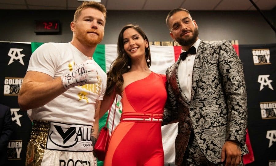 Maluma and Natalia at Canelo fight