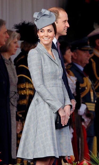 Kat isn't often seen wearing grey, but she manages to look stunning in this patterned coat.
<br>
Photo: Getty Images