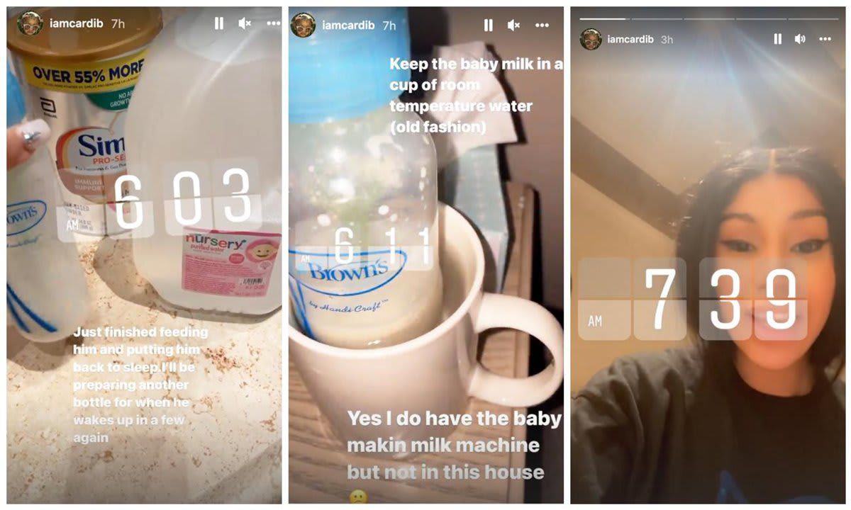 Cardi B shares a glimpse of her morning routine alongside Kulture and her baby brother