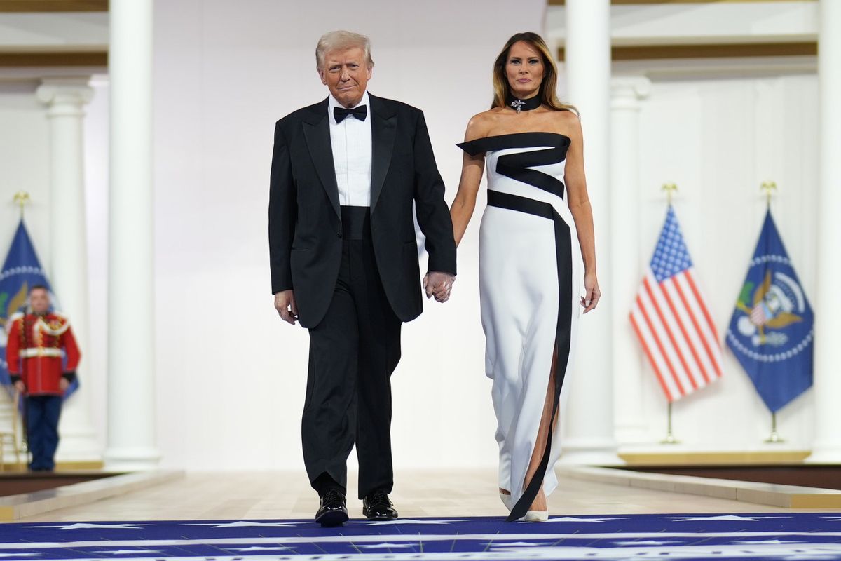 President Donald Trump and First Lady Melania Trump arrive to the Commander-In-Chief inaugural ball 