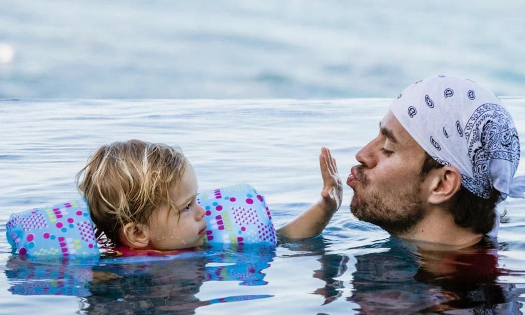 Enrique Iglesias and daughter Lucy in the water