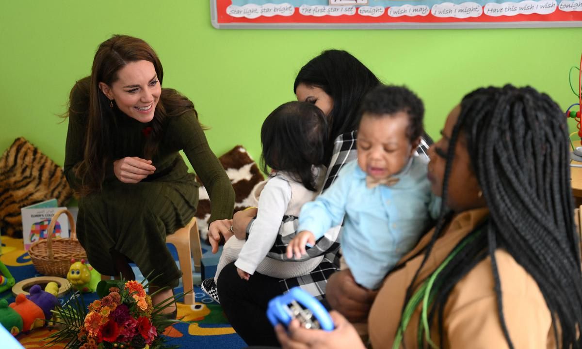 Catherine met with mothers and babies who use the center. She told one mom: "It's fantastic what's being done here. It's not about having more services, it's actually about being able to integrate them."