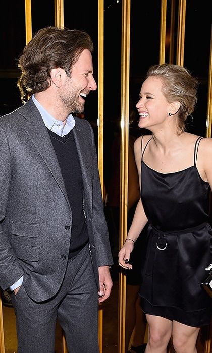 Best pals Jennifer Lawrence and Bradley Cooper shared a laugh at the official after party for their film 'Serena.'
<br>
Photo: Getty Images